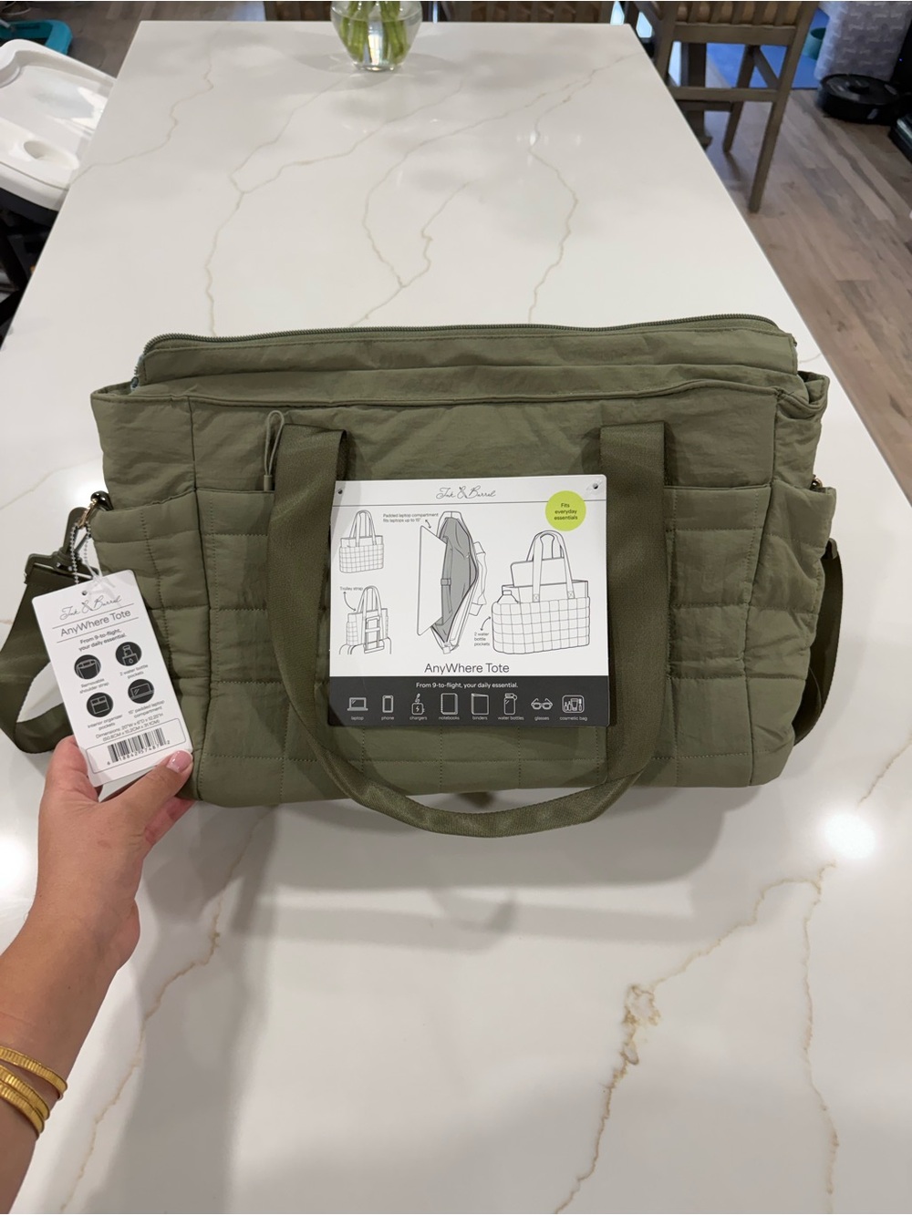 Ink & Barrel Olive Green Travel Tote Bag